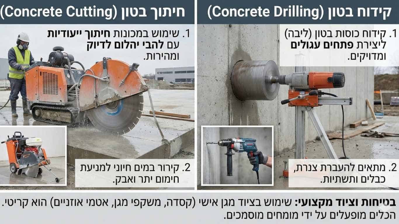 איך מתבצע בפועל חיתוך וקידוח בטון