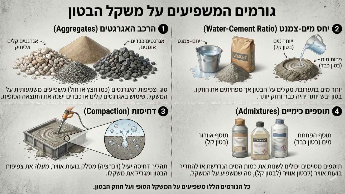 גורמים המשיעים על משקל הבטון
