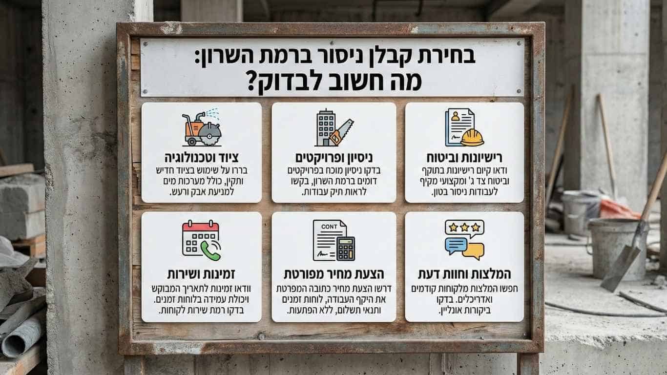 קבלן ניסור ברמת השרון מה חשוב לבדוק