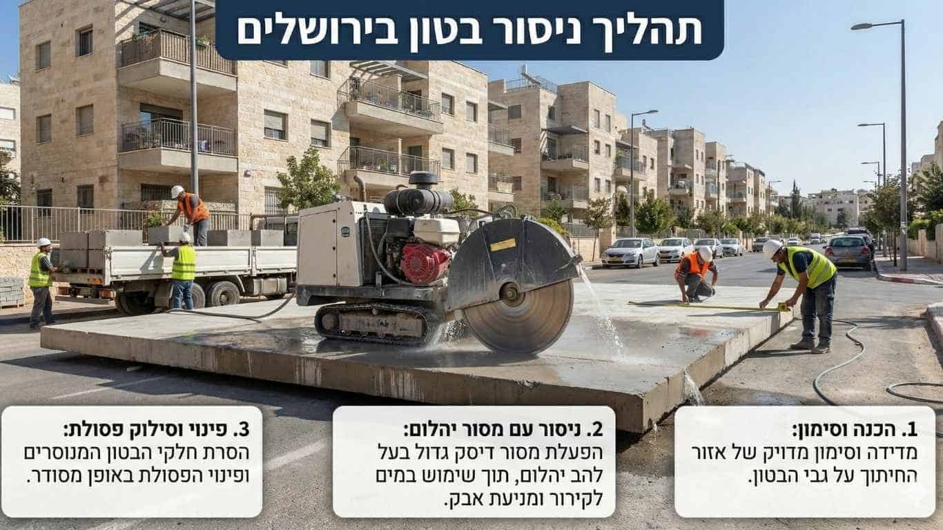 תהליך ניסור בטון בירושלים